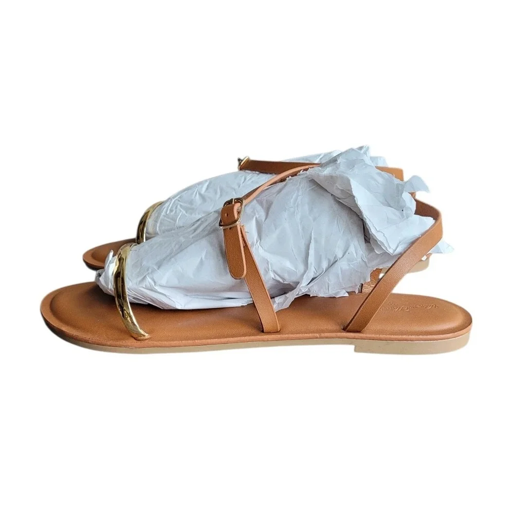 UNIVERSAL THREAD 10 Gold Brown Mildred Ornament Anle Strap Memory Foam Sandal